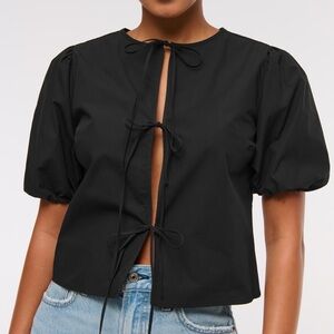 Abercrombie & Fitch Black Puff Sleeve Top